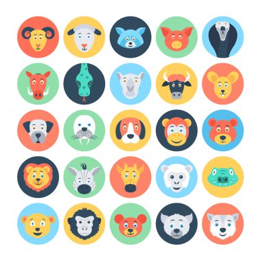 Animal Avatars Flat Vector Icons 3 clipart