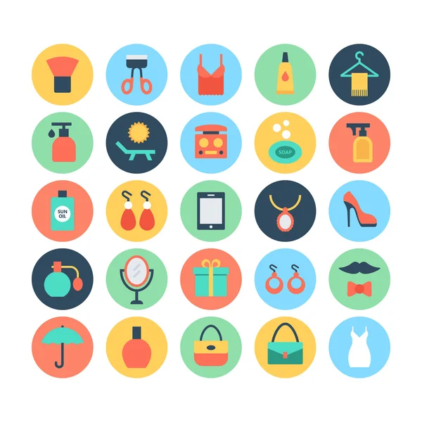 Fashion and Beauty Colored Vector Icons 3 - Stok Vektor