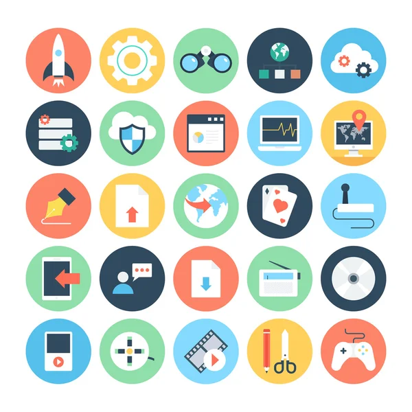 Web and Networking Flat Vector Icons 3 — Stock Vector