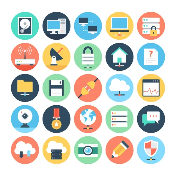 Web en Networking platte vector iconen 1 — Stockvector