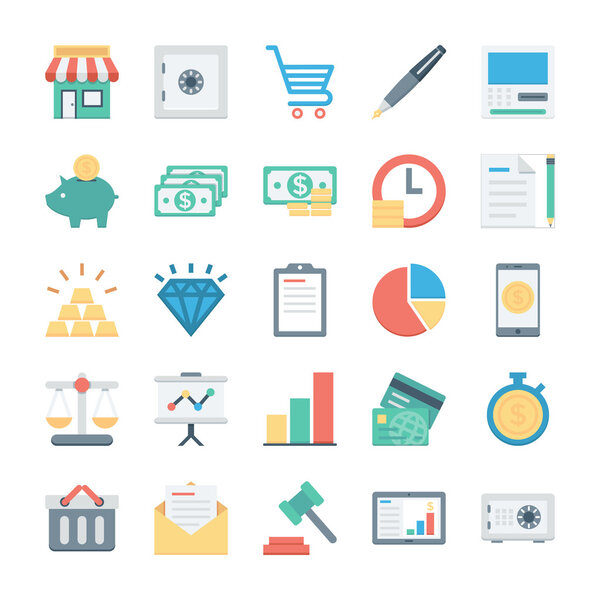 Finance and Payments Colored Vector Icons 2