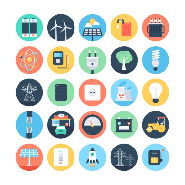 Energy and Power Colored Vector Icons 1 clipart