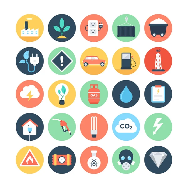 Energía y energía coloreada Vector iconos 2 — Archivo Imágenes Vectoriales