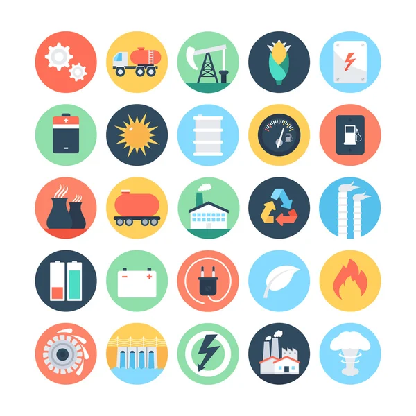 Iconos de vectores de energía y energía coloreada 3 — Vector de stock