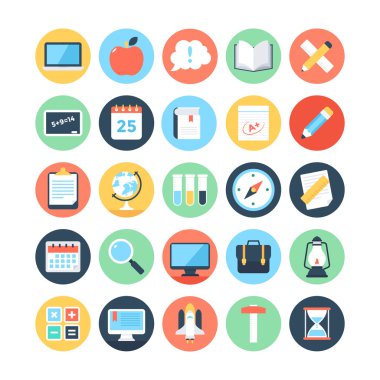 Modern Education and Knowledge Colored Vector Icons 2 clipart