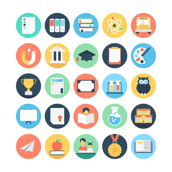 Modern onderwijs en kennis gekleurde Vector Icons 1 — Stockvector