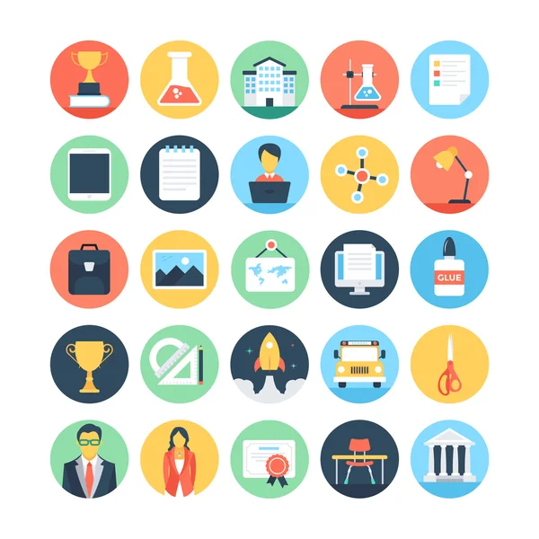 Modern Education and Knowledge Colored Vector Icons 3 — Stock Vector