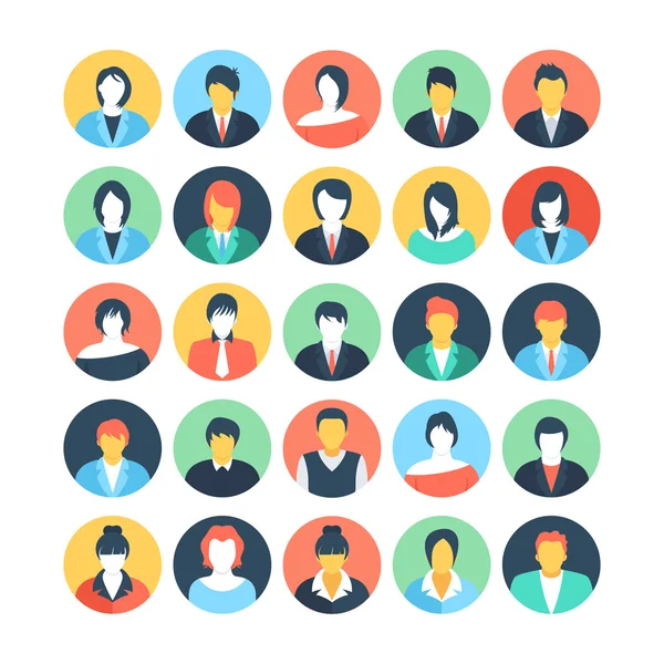 People Avatars Colored Vector Icons 2 — Stock Vector