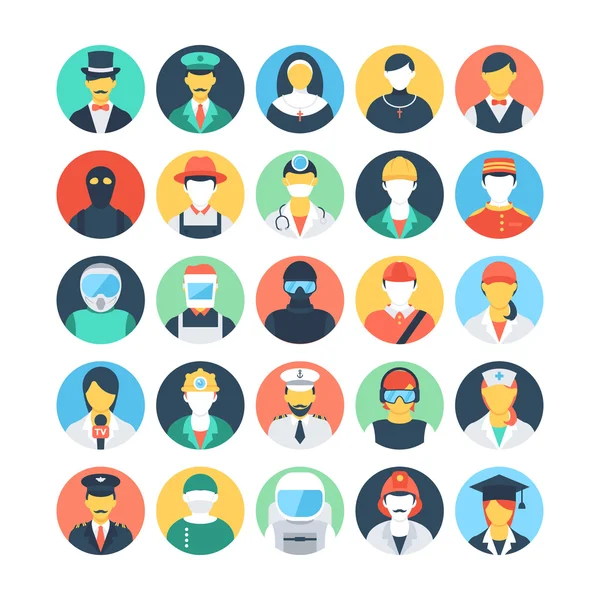 Professions Colored Vector Icons 1 — Stock Vector
