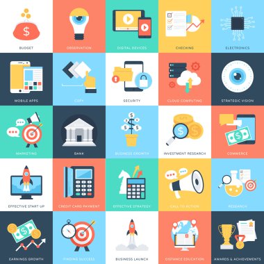 İş kavramları vektör simgeler 9