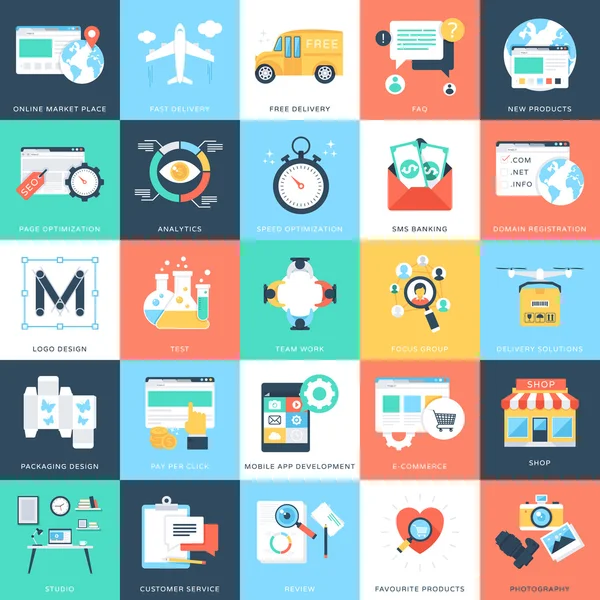 İş kavramları vektör simgeler 5