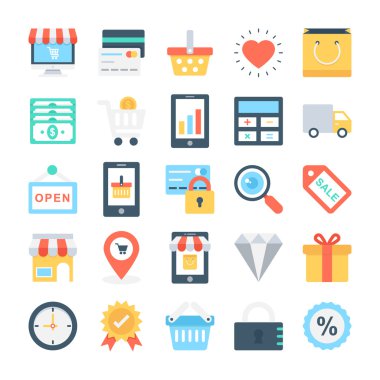Alışveriş ve E-ticaret vektör simgeler 1