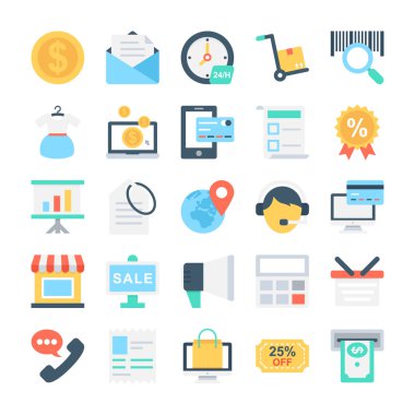 Alışveriş ve E-ticaret vektör simgeler 2