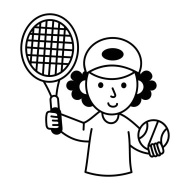 Hand drawn style icon depicting playing tennis