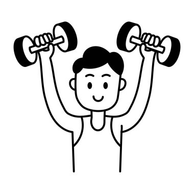 Hand drawn style icon depicting lifting dumbbells