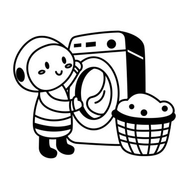A drawing style icon showing laundry