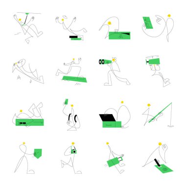 Set of Leisure Sketchy Style Illustrations 