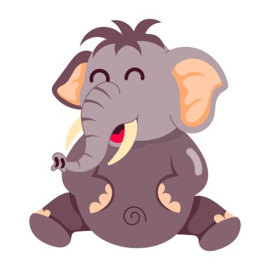 Şirin fil çok gülüyor, düz çıkartmalı. 