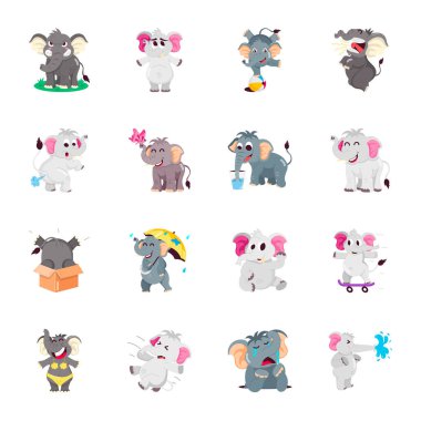 Komik Fil Etiketleri Seti 