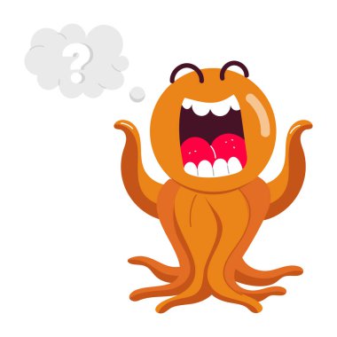 ahtapot ahtapot çilek yiyor düz stil çıkartma 