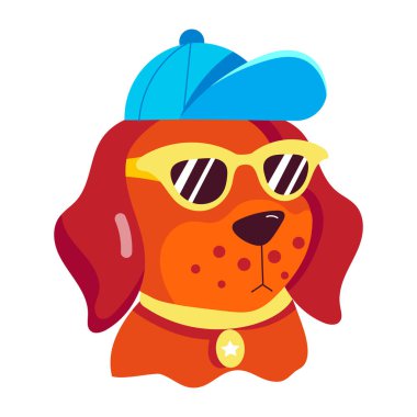 Gülümseyen bir köpek stili çıkartması. 