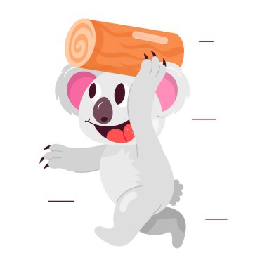 Kelebeklerle oynayan yassı bir koala çıkartması. 