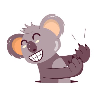 Kelebeklerle oynayan yassı bir koala çıkartması. 