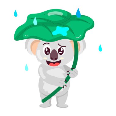 Kelebeklerle oynayan yassı bir koala çıkartması. 