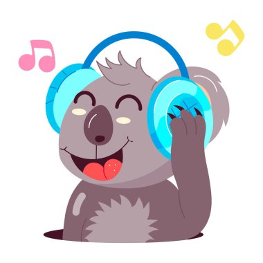 Kelebeklerle oynayan yassı bir koala çıkartması. 