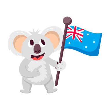 Kelebeklerle oynayan yassı bir koala çıkartması. 