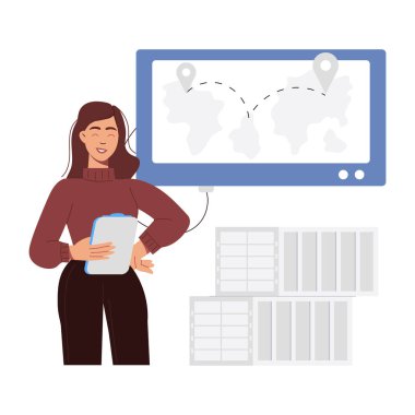 Konum takibi için düz karakter çizimi 