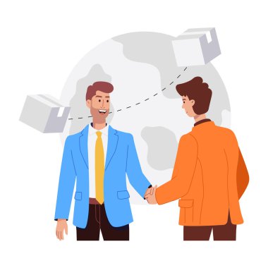 Küresel kargo anlaşmasının düz bir çizimi 