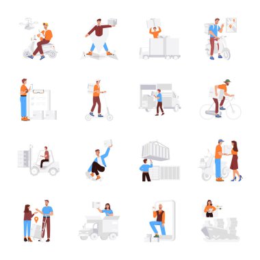 Kullanışlı Teslimat Servisi Düz Çizimler Koleksiyonu  