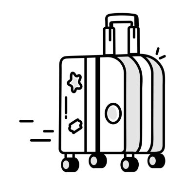 Karalama tarzında seyahat valizi simgesi 
