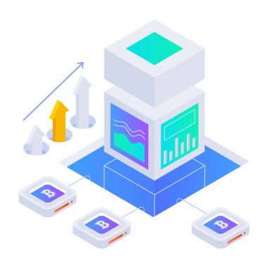 İş büyümesinin izometrik simgesi 
