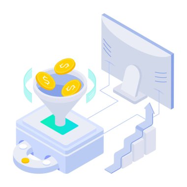 Pazarlama hunisinin izometrik simgesi 