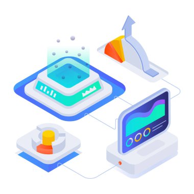 İş değerlendirmesinin izometrik bir simgesi 