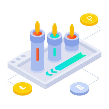 Çevrimiçi alışverişin izometrik simgesi 
