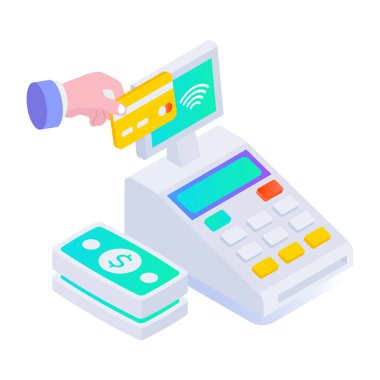 İzometrik tarzda temassız ödeme simgesi 