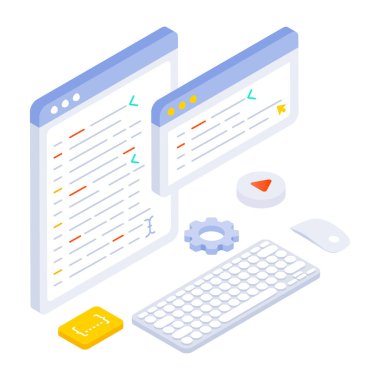 Geliştirme fikrinin izometrik simgesi 