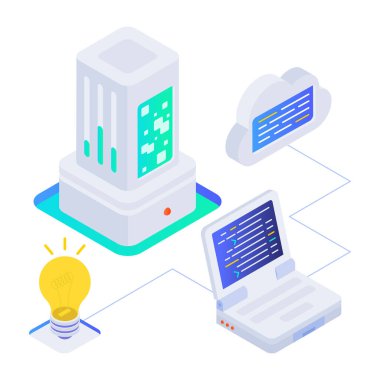 Geliştirme fikrinin izometrik simgesi 