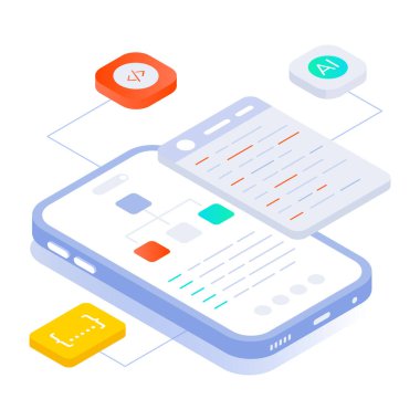 Geliştirme fikrinin izometrik simgesi 