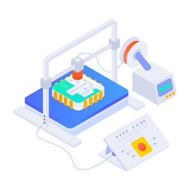 Çip yazıcısının izometrik biçim simgesi 