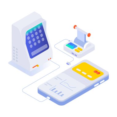 İzometrik biçimde çevrimiçi bankacılık simgesi