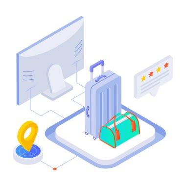 Çevrimiçi turizmin izometrik bir simgesi 