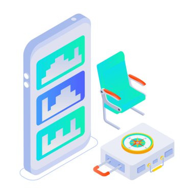 Tur uygulamasının izometrik simgesi 