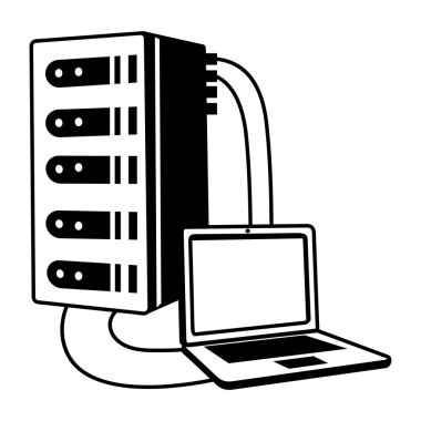 Sunucu deposunu temsil eden yarım yamalak bir biçim illüstrasyonu