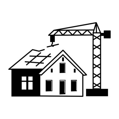 İnşaat altındaki bir evi gösteren yarım yamalak bir tasvir