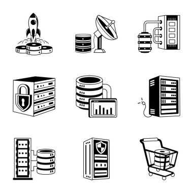 Collection of Database Doodle Style Illustrations