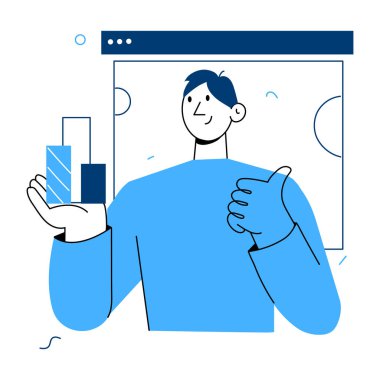 Bir istatistikçiyi gösteren el çizimi biçim illüstrasyonu